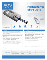 Maintenance Slide Gate - CI Valve - Air Operated - Spec Sheet