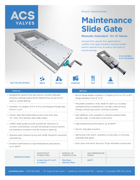 Maintenance Slide Gate - CI Valve - Manually Operated - Spec Sheet