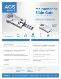 Maintenance Slide Gate for MD - Air Operated - Spec Sheet