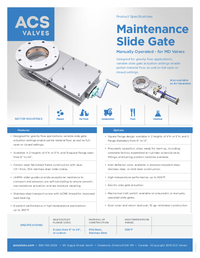 Maintenance Slide Gate for MD Valves - Manually Operated - Spec Sheet