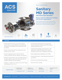 Sanitary MD Series with Quick-Clean RotorRail™ - Spec Sheet