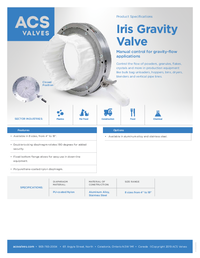 Iris Gravity Valve - Spec Sheet